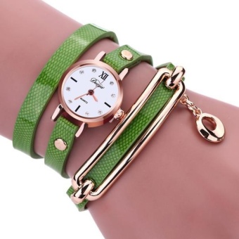 Women Charm Wrap Around Leatheroid Quartz Wrist Watch Green - intl  