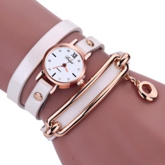 Women Charm Wrap Around Leatheroid Quartz Wrist Watch White - intl  