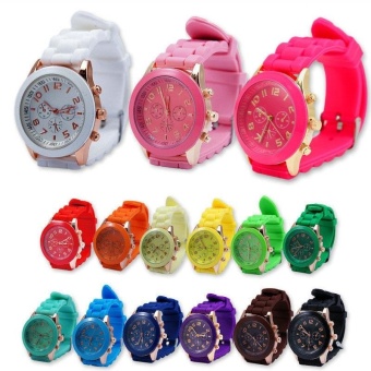 Womens Geneva Fashion Silicone Jelly Gel Watchband Quartz Wrist Watch Gifts - intl  