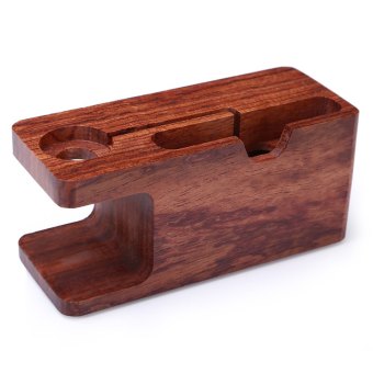 Wooden Charging Dock Station for Apple Watch Smart Phone (RED)  