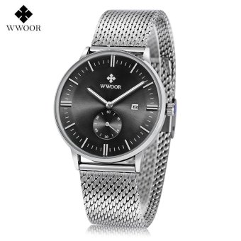 WWOOR 8808 Male Quartz Watch Chronograph Calendar Luminous Men Wristwatch (Black) - intl  