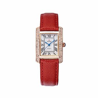 WWOOR Extendable Women Watches Women Genuine Leather Square Luxury Dress Watch Ladies Quartz Watch (Red Rose Gold) - intl  