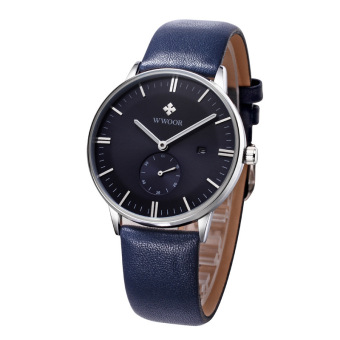 WWOOR HOT 2016 Luxury Leather Strap Mens Business Watch Auto Date Hours Casual Clock Waterproof Wristwatch, Blue - intl  