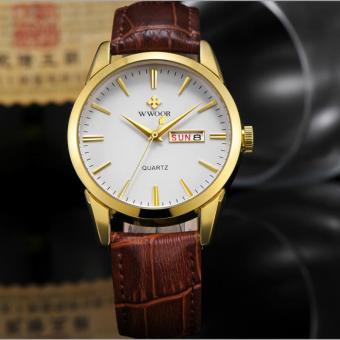 WWOOR Men's Genuine Leather Sport Casual Quartz Wristwatch - intl  