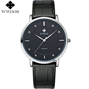 WWOOR Top Brand Simple Slim Men Quartz Watch Men Water Resistant Swim Sports Watches Leather Clock Male Casual Watch relogio masculino - intl  