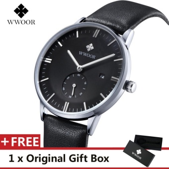 WWOOR Top Luxury Brand Watch Famous Fashion Sports Cool Men Quartz Watches Calendar Waterproof Leather Wristwatch For Male Black - intl  