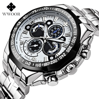 WWOOR Top Luxury Brand Watch Famous Fashion Sports Cool Men Quartz Watches Waterproof Stainless Steel Wristwatch For Male Black - intl  