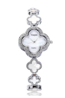 Yaqin Flower Shape Rhinestone Fashion silver color Bracelet Dress Women Watches  