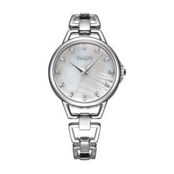 YAQIN Women's Fashion Rhinestone Dial Wristwatches Full Silver Alloy Bracelet Watches 408701 (Silver)  
