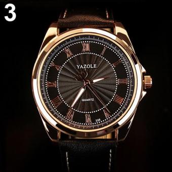 Yazole Men Fashion Business Big Round Dial Casual Quartz Wrist Watch (Black Dial + Black Band) - intl  