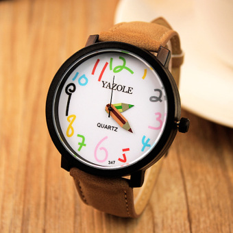 YAZOLE merek jam tangan wanita jam tangan pria jam kuarsa laki-laki kuarsa dunia YZL347-Brown - ???? ??????  