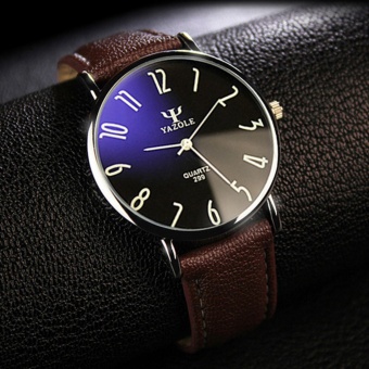 YAZOLE Quality Brand Watch Men Watches Male Clock Leather Strap Quartz Watch Wrist Calendar Date aYZL299H-A-Brown - intl  