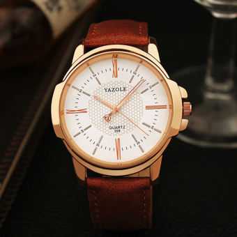 YAZOLE Top Luxury Brand Watch Men Watches Business Male Quartz Wristwatches Waterproof Quartz-watch YZL358-Brown - intl  