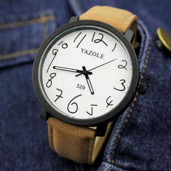 YAZOLE Top Luxury Brand Watches Fashion Men Quartz Watch Male Sport Wristwatches Quartz-watch YZL329-Brown - intl  