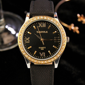 YAZOLE Women Quartz Leather Wrist Watch (Black) - intl  
