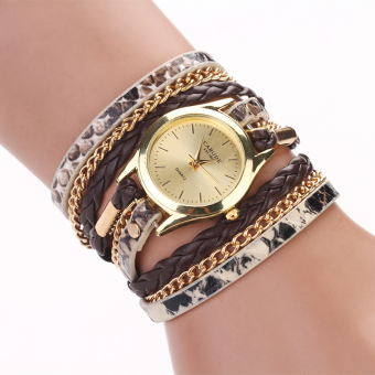 Yika Fashion PU leather geneva watch cruise bracelet women dress watch of Rivet ladies watches (Brown)  