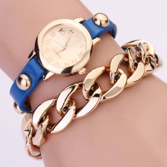 Yika Fashion Watch With A Rivet Ladies Watches Leather Belt Watch (Blue)  