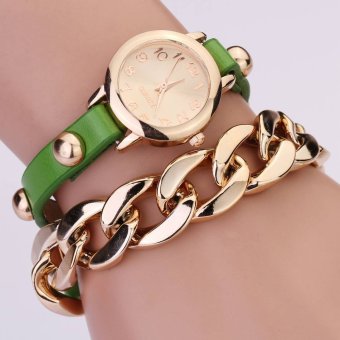 Yika Fashion Watch With A Rivet Ladies Watches Leather Belt Watch (Green)  