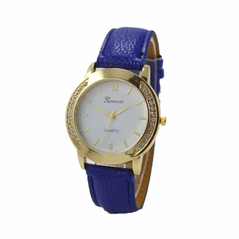 Yika Geneva Fashion Women Classic Diamond Watches Analog Leather Quartz Wrist Watch (Deep Blue)  