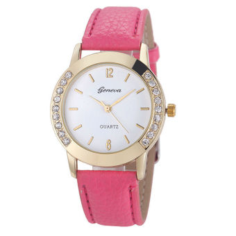 Yika Geneva Fashion Women Classic Diamond Watches Analog Leather Quartz Wrist Watch (Pink)  