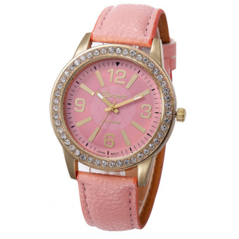Yika Geneva Unisex Bling Crystal Quartz Analog Watch (Pink)  