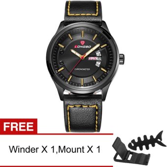 Yika Men Quartz Sport Leather Waterproof Watch (Yellow) [Buy 1 Get Freebie]  