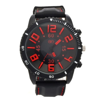 Yika Men's 3D Word Stainless Steel Wrist Watch (Red)  