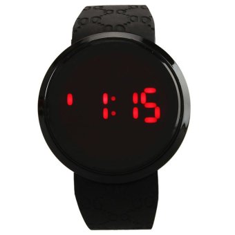Yika Men's Touch Screen Circular Pattern Silicone LED Sport Wrist Watch (Black)  