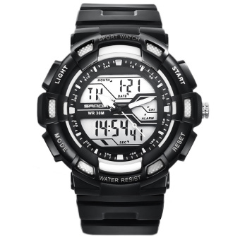 Yika Men's Waterproof Digital Stopwatch Date Rubber Sport Wrist Watch (White) (Intl)  