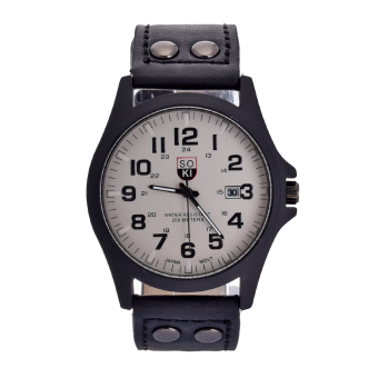 Yika Military Stainless Steel Analog Date Sport Quartz Wrist Watch (White+Black)  