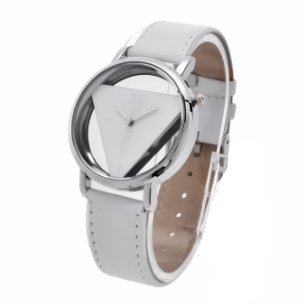 Yika Stainless Steel Sport Analog Quartz PU Leather Women Mens Wrist Watch (White)  
