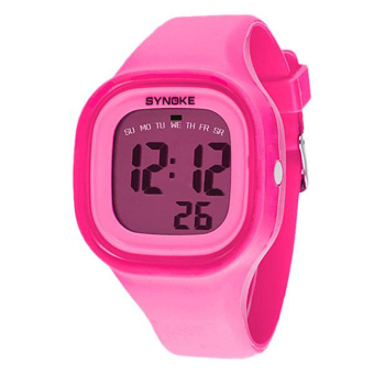 Yika Waterproof women men LED Digital Sports Watches Silicone Sport Quartz Wrist watches (Pink)  