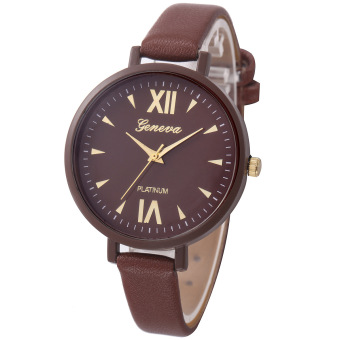 Yika Women Geneva Roman Leather Band Analog Quartz Wrist Watch (Brown) (Intl)  