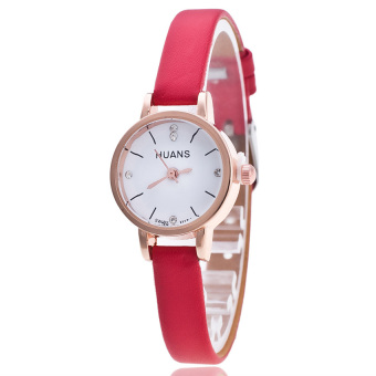 Yika Women Roman Leather Band Analog Quartz Wrist Watch (Red)  