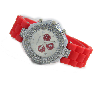 Yika Women's Silicone Strap Watch (Red)  