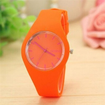 YingWei Geneva Fashion Leisure Ultra-thin Silicone Watch Candy Colors Quartz Wrist Watch(Orange) - intl  