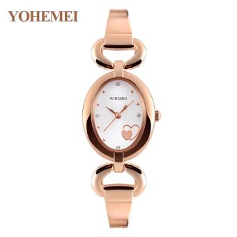 YOHEMEI 0162 Watches for Womens Quartz Watch Oval Dial Bracelet Casual Gold Ladies Watch Clock - White - intl  