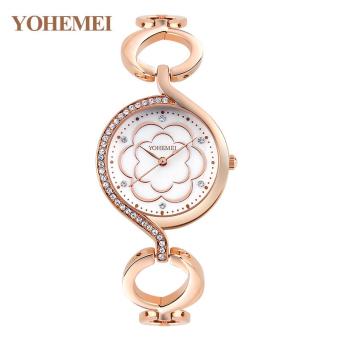 YOHEMEI 0163 Women Fashion Elegant Quartz Watch Flowers Dial Bracelet Watch For Ladies - White - intl  