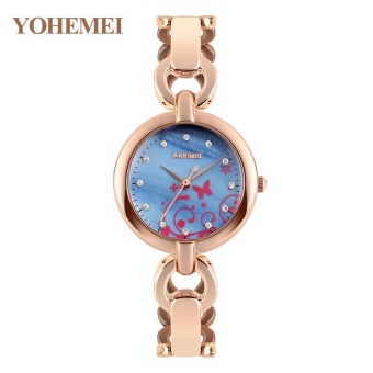 YOHEMEI 0164 Ladies Diamond Chain Watch Fashion Quartz Watch Casual Bracelet Watch For Women Rhinestone Alloy - Blue - intl  