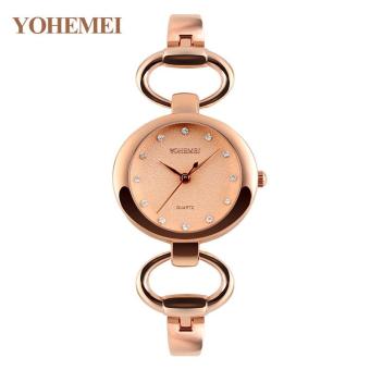 YOHEMEI 0166 Women Fashion Bracelet Quartz Watch Ladies Casual Diamond Bracelet Watch - Gold - intl  