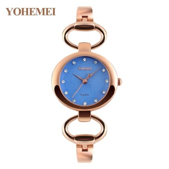 YOHEMEI 0166 Women's Quartz Watch Casual Diamond Bracelet Watch for Ladies - Blue - intl  