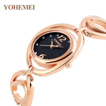 YOHEMEI 0167 Fashion Simple Ladies Fashion Diamond Bracelet Watch Student Bracelet Watch Waterproof Quartz Watch Black - intl  