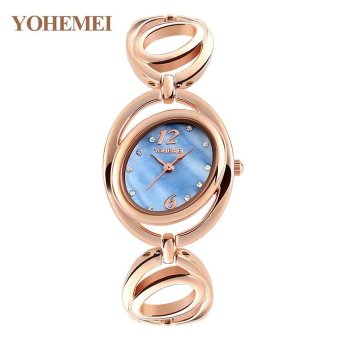 YOHEMEI 0167 Women Alloy Strap Bracelet Watch Ladies Casual Waterproof Quartz Watch - Blue - intl  