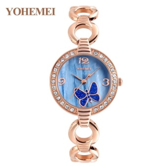 YOHEMEI 0169 Brand Luxury Bracelet Watch For Women Butterfly Dial Ladies WristWatches Woman Quartz Watch - Blue - intl  