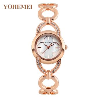 YOHEMEI 0170 Women Bracelet Watch Alloy Strap Casual Ladies Dress Woman Clock Waterproof Quartz Watch - White - intl  