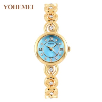 YOHEMEI 0180 Girls Ladies Diamond Watch Waterproof Quartz Watch Women 's Fashion Brand Alloy Strap Watches - Blue - intl  