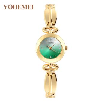 YOHEMEI 0181 Fashion Luxury Quartz Watch Women's Casual Colorful Dial Gold Watch Alloy Strap Ultra Thin Ladies Clock Wristwatches - Green - intl  