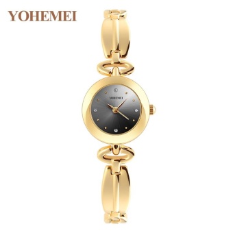 YOHEMEI 0181 Luxury Top Brand Quartz Watch Alloy Strap Ultra Thin Ladies Clock Watch Women's Casual Colorful Dial Gold Watch - Black - intl  