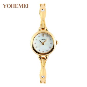 YOHEMEI 0184 Fashion Watches Luxury Brand Women Rhinestones Watch Waterproof Gold Color Alloy Strap Quartz Wrist Watches Ladies Clock - White - intl  