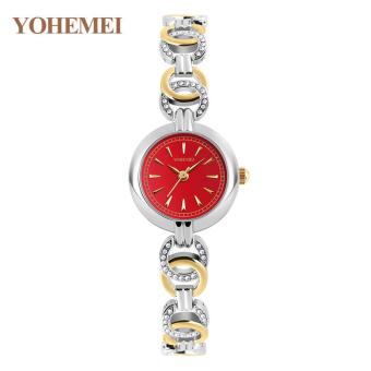 YOHEMEI 0188 Fashion Women Rhinestone Watches Ladies Quartz Wristwatch Casual Bracelet Watch - Red - intl  
